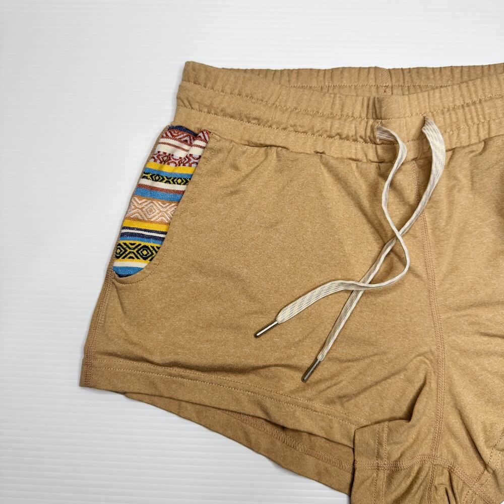 Wowie Kozie Lounge Shorts Wheat Tan Women’s Small Boho Tribal Pocket Loungewear - Picture 7 of 16